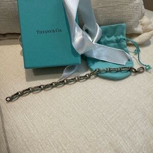 Tiffany & Co. Sterling Silver Link Bracelet with Tiffany Blue Accents